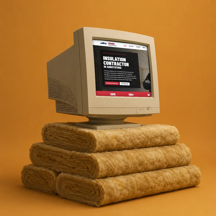 Khaira Insulation website on screen — Abbotsford insulation contractor site built by IshaanEx Digital