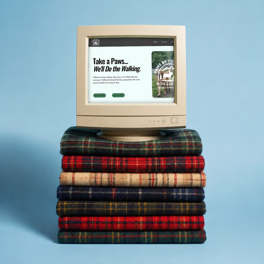 Paws by the River website on screen — Chilliwack dog daycare site built by IshaanEx Digital