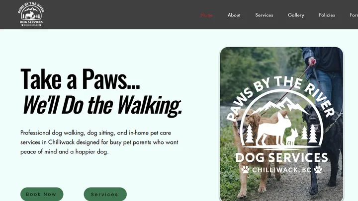 Paws by the River website — Chilliwack dog daycare site built by IshaanEx Digital