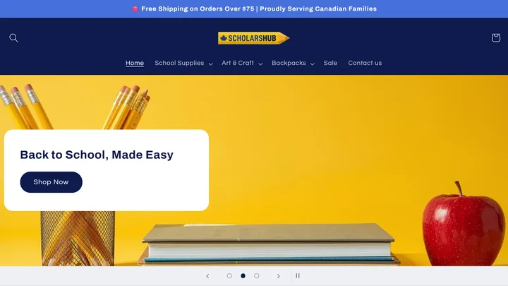 Scholars Hub Shopify store — Surrey school supplies ecommerce built by IshaanEx Digital